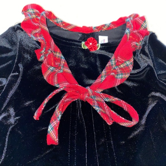 Baby Girl Christmas Plaid Velvet Top Dress - Picture 8 of 8